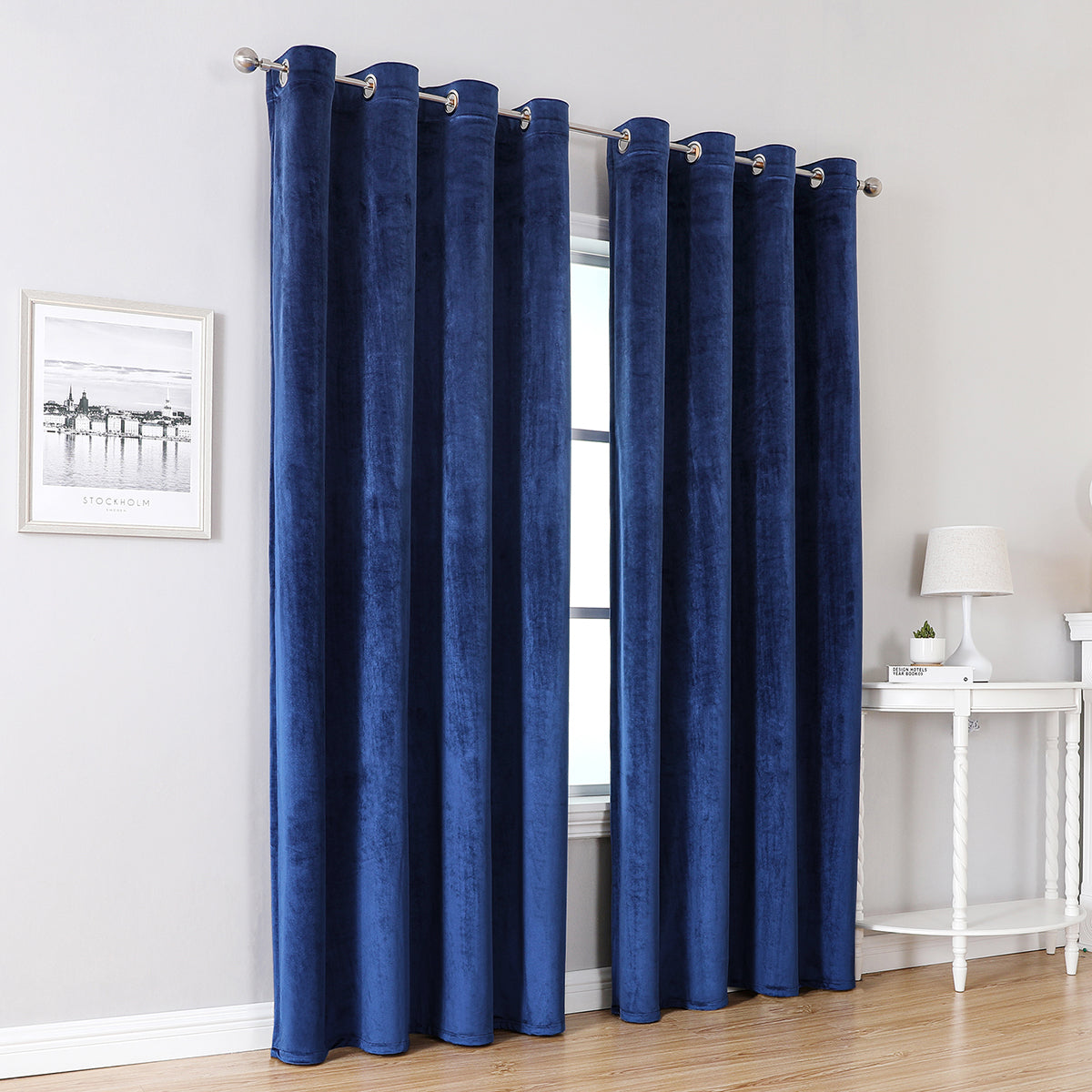 Rideaux en velours, 1 panneau, bleu, 132*164cm/132*214cm/132*244cm