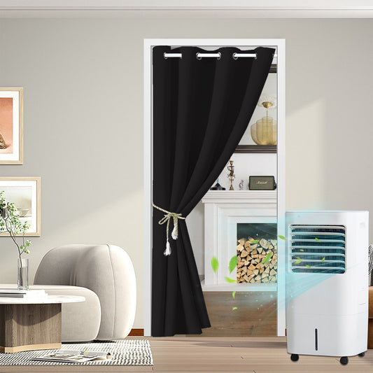 Blackout Door Curtains, 1 Panel, Black, 132x203cm/132x244cm