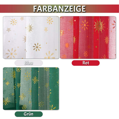 Rideau de Noël Flocons de neige Feuille d'or Lot de 2 rideaux transparents
