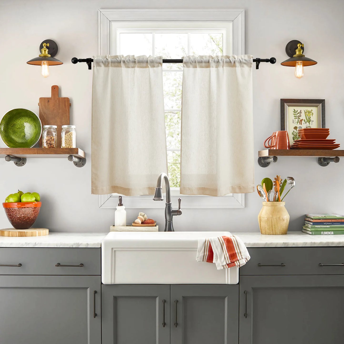 Transparent voile curtain in linen look, made to measure – Luvia