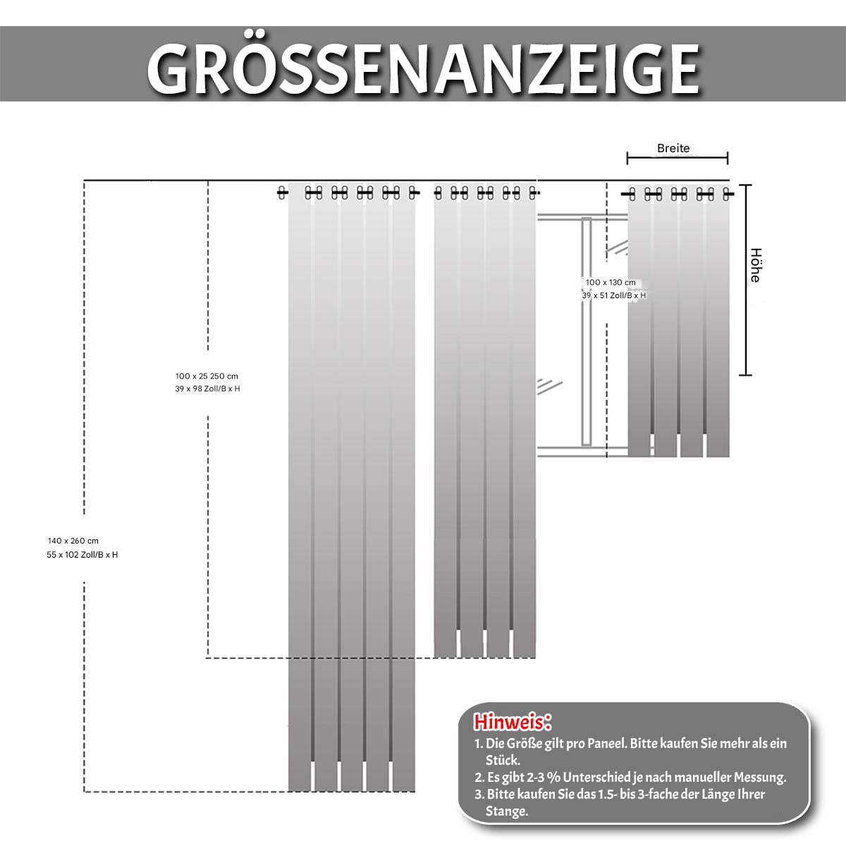 Geometrischer Vorhang mit Ösen – 1/2 Panels, Blickdicht