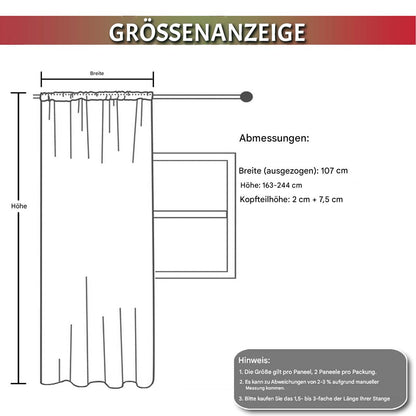 Christmas Curtains Set Gold Foil Red or Green 2-piece