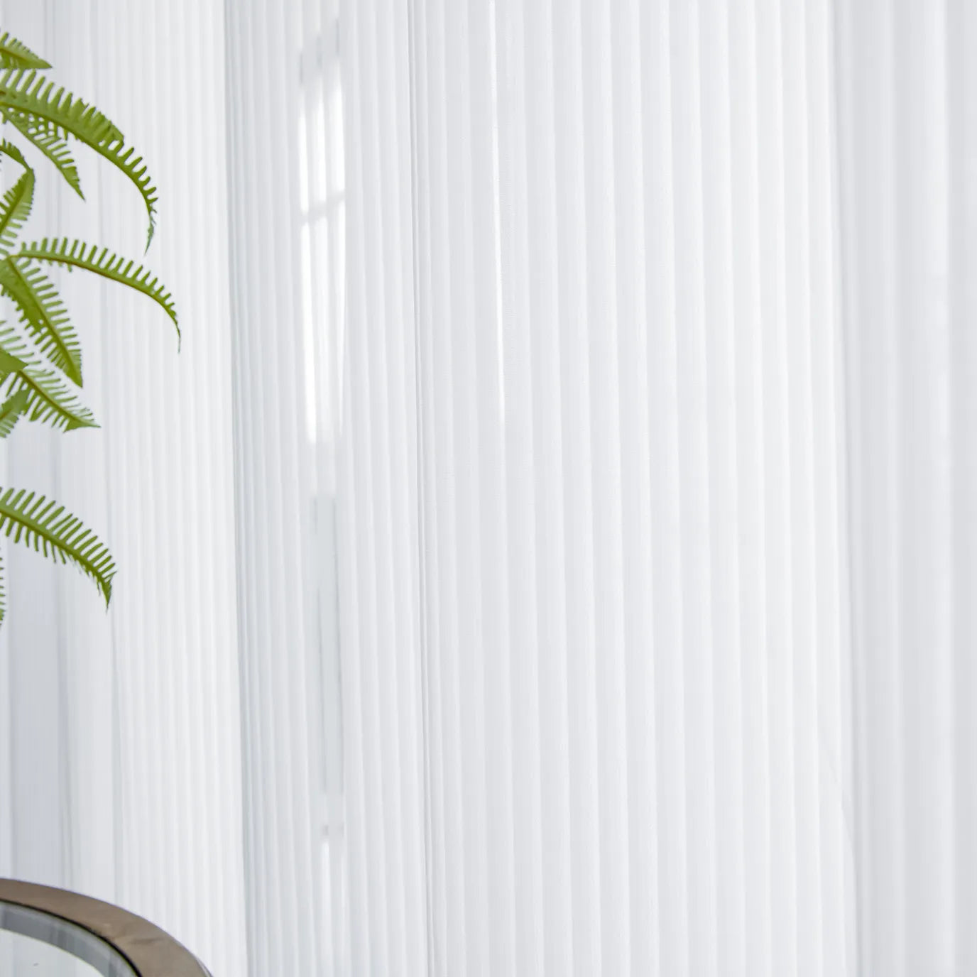 Transparent voile curtain with a fine striped structure, made to measure – Linari