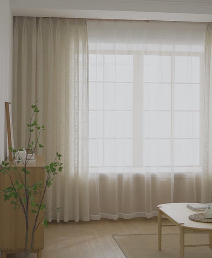 Transparente Voile Gardine mit natürlicher Leinenstruktur – Elunor