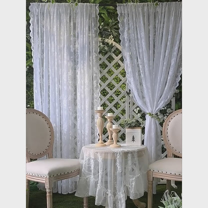 Voile Vorhänge Floral Spitze Sheer Vorhang Slot Top Tür Screening Picknick Decor