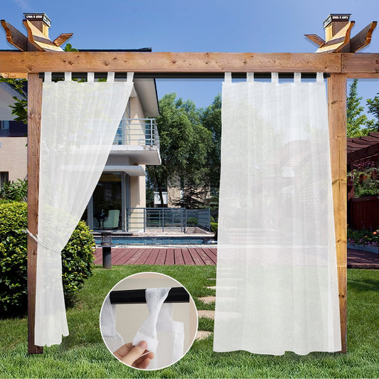 Patio Sheer Waterproof Outdoor Curtain for Lawn Garden Décor